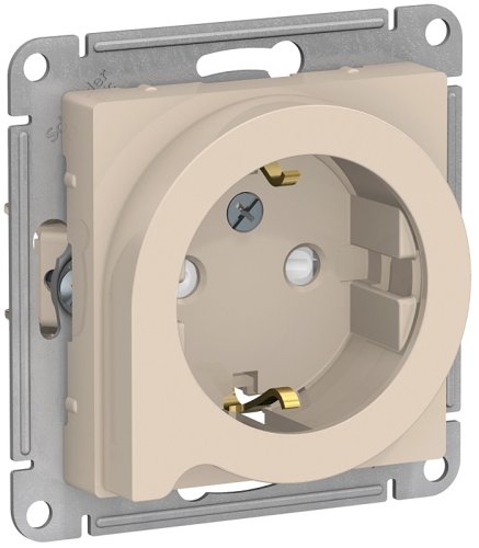 Розетка с заземлением без рамки Systeme Electric AtlasDesign 1-м. с выталкивателем бежевый картинка